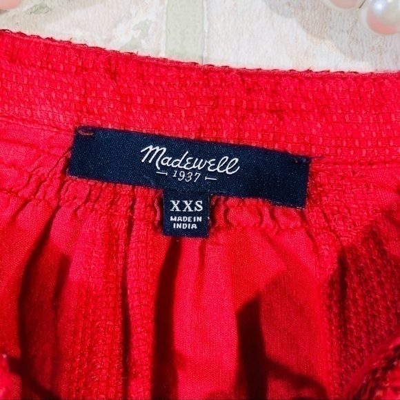 Madewell Red Embroidered Camelia Tassel Top - Picture 5 of 9